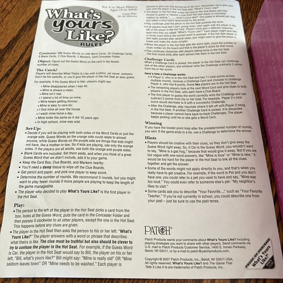 What’s Yours Like? The game that tells it like it is”. Game for ages 12 - adult - Picture 3 of 4